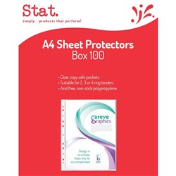 Stat Sheet Protectors A4 Medium Weight 40Micron Clear Box of 100