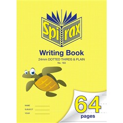 Spirax 163 Writing Book 335x240mm 64 Page 24mm Dotted Thirds & Plain Project