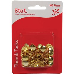 Stat Thumb Tacks Drawin Pins Pack of 100 Gold
