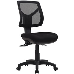 Rio Medium Back Task Chair 3 Lever No Arms Mesh Back Black Fabric Seat