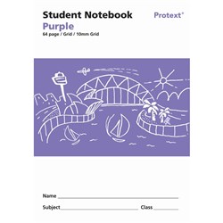 Protext Student Grid Notebook 250 x 175mm 10mm Grid 64 Page Purple