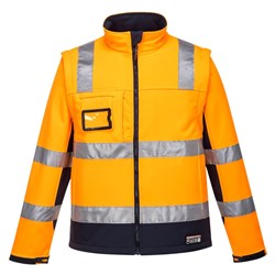 Huski Chassis Hi-Vis 2-in-1 Contrast Softshell Jacket 3 Layer 4XL Railway Orange