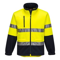 Portwest Hi-Vis Contrast Zip Water Repellent Brush Fleece Jumper Large Yellow And Navy