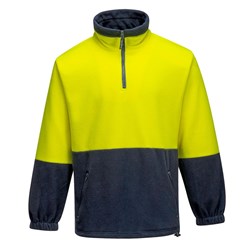Portwest Hi-Vis Contrast 1/4 Zip Class D Polar Fleece Jumper 4XL Yellow And Navy