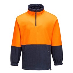 Portwest Hi-Vis Contrast 1/4 Zip Class D Polar Fleece Jumper 3XL Orange And Navy