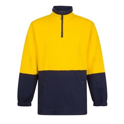 Portwest Hi-Vis Contrast 1/4 Zip Class D Brush Fleece Jumper Large Yellow And Navy