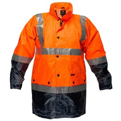 Portwest Eyre Hi-Vis Contrast Rain Traffic Jacket XS Orange And Navy