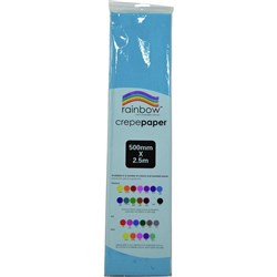 Rainbow Crepe Paper Light Blue 2500mm x 500mm Pack 12