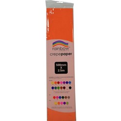 Rainbow Crepe Paper Orange 2500mm x 500mm Pack 12