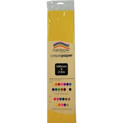 Rainbow Crepe Paper Yellow 2500mm x 500mm Pack 12