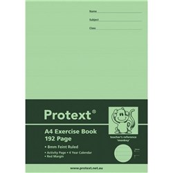 Protext Exercise Book A4 8mm Ruled 70gsm 192 Page Red Margin Monkey