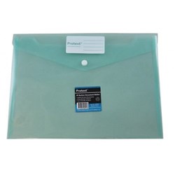 A4 PP Document wallet Green with button closure