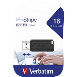 Verbatim Store 'n' Go Pinstripe USB Drive 2.0 16GB Black