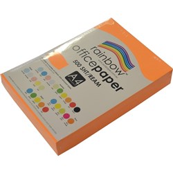 Rainbow Office Copy Paper A4 75gsm Fluoro Orange Ream of 500