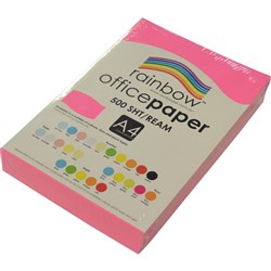 Rainbow Office Copy Paper A4 75gsm Fluoro Pink Ream of 500
