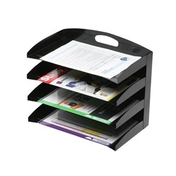 Marbig Desktop Organiser 4 Tier Metal 385L x 235D x 325mmH Black