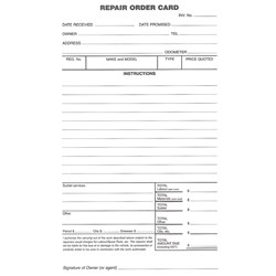 Zions Roc System Card Repair Order 125 x 205mm Pack Of 250