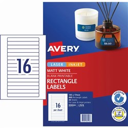 Avery Multi-Purpose Laser & Inkjet Labels White L7674 145x17mm 16UP 400 Labels