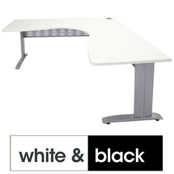 RAPID SPAN CORNER WORKSTATION W1800xD1500xH700mm White Top & Black Frame