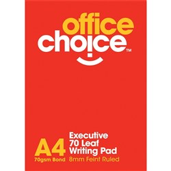 Office Choice Executive Writing Pad A4 White 70gsm 70 sheets Pack of 10
