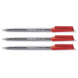 Staedtler 430 Stick Ballpoint Pens Medium 1.0mm Red Pk3